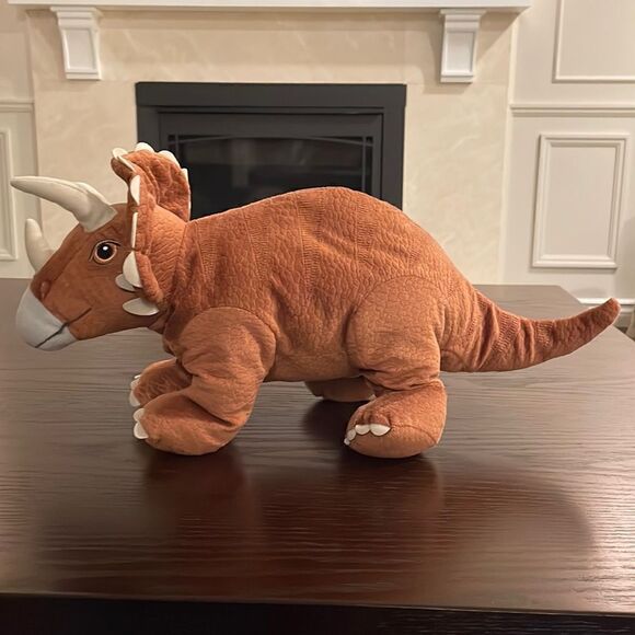 JÄTTELIK Soft toy, dinosaur/dinosaur/triceratops Reddish brown 18” long EUC - Picture 2 of 7